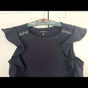 Ruffle, sleeveless navy dress, brand new, size 12